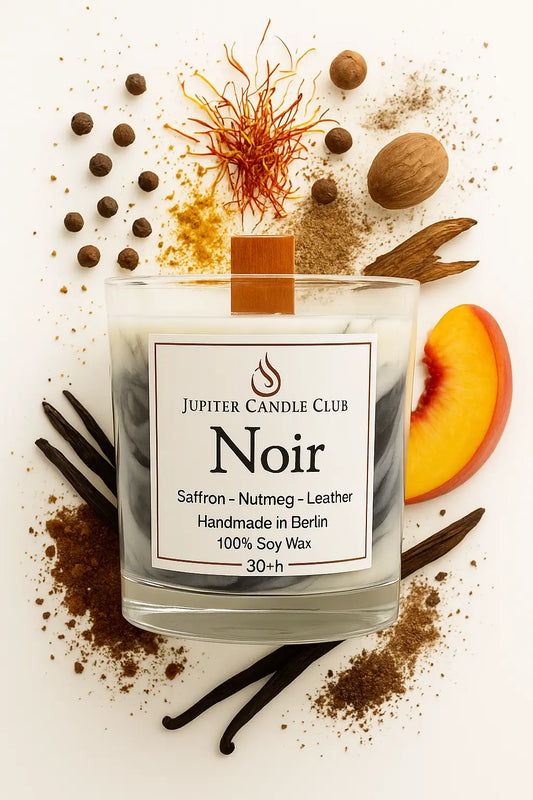 Soja-Duftkerze - Noir Safran | Muskatnuss | Leder
